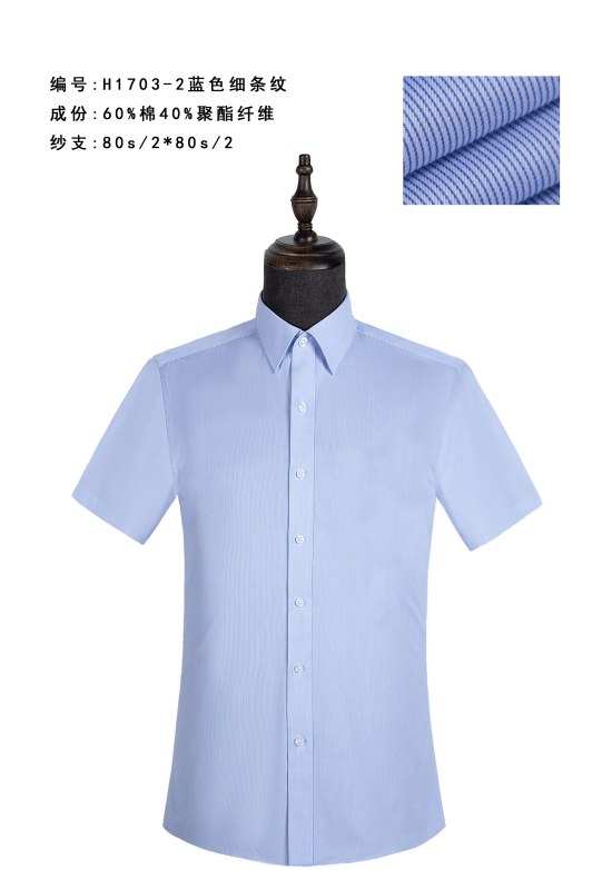 短袖蓝色细条纹