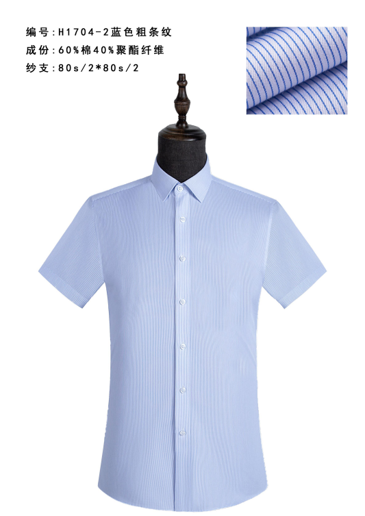 短袖蓝色粗条纹