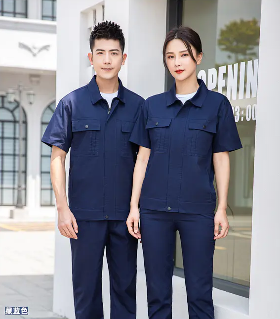 纯棉纯色拉链短袖