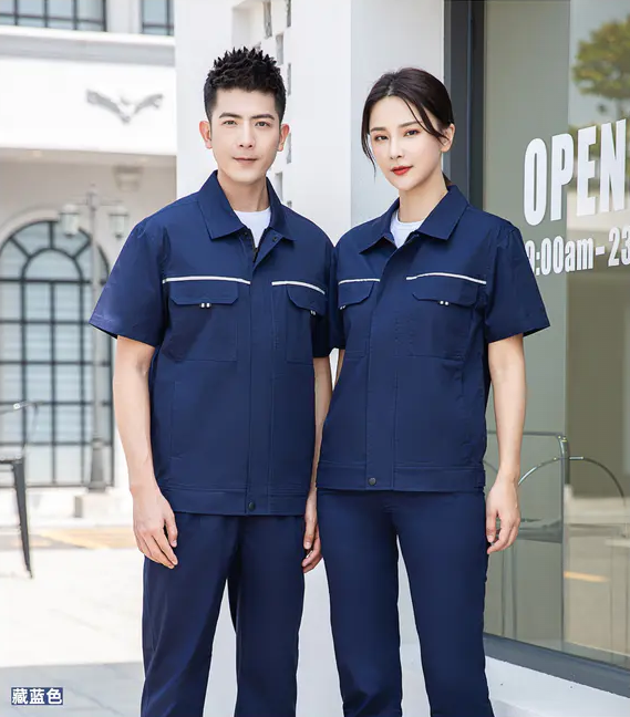 纯棉织带反光条拉链款短袖