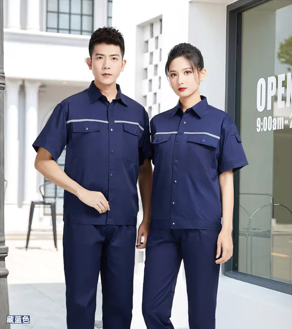 CVC反光条按扣款短袖