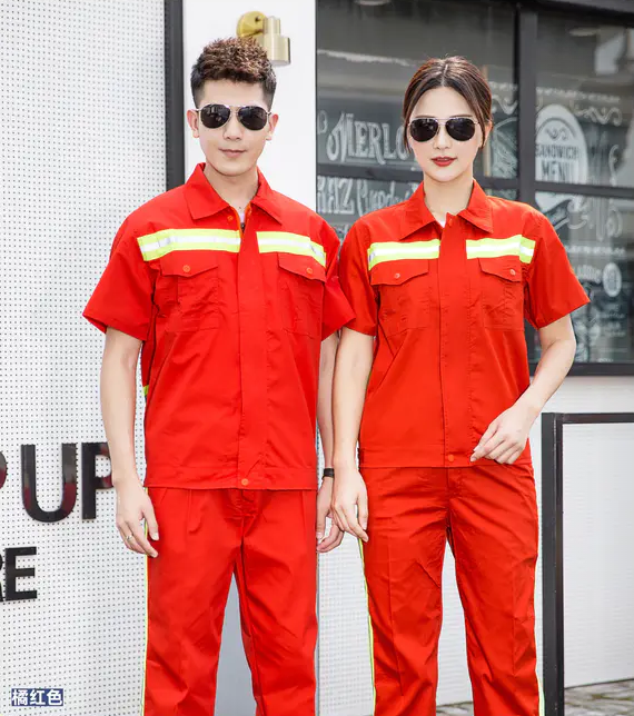 拉链环卫绿反短袖