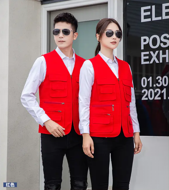 纯棉铜拉链马甲