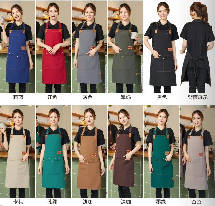 挂脖网红双兜帆布防水围裙