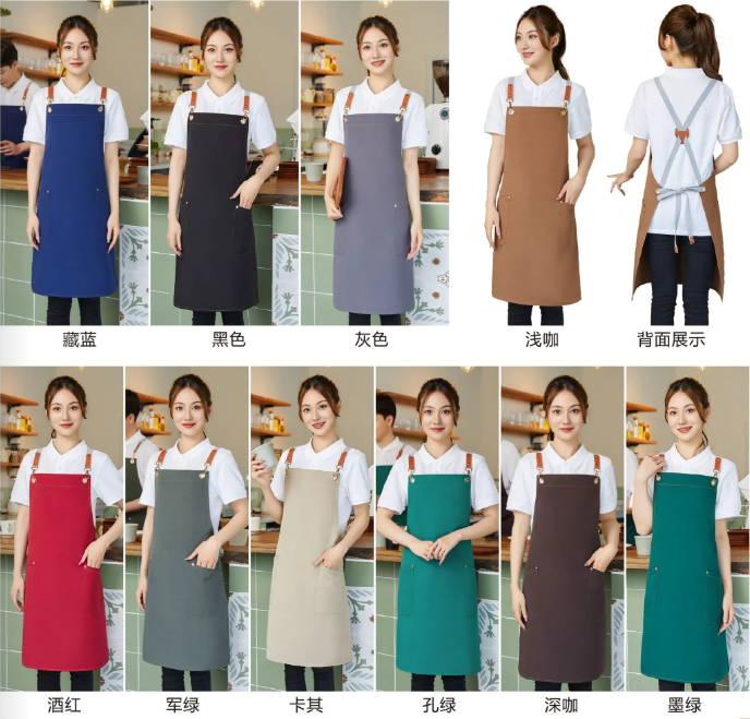 交叉肩带两侧袋帆布防水围裙